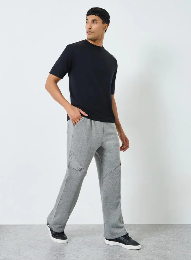 Styli Men Oversize Panel Flap Heavy Fleece Joggers